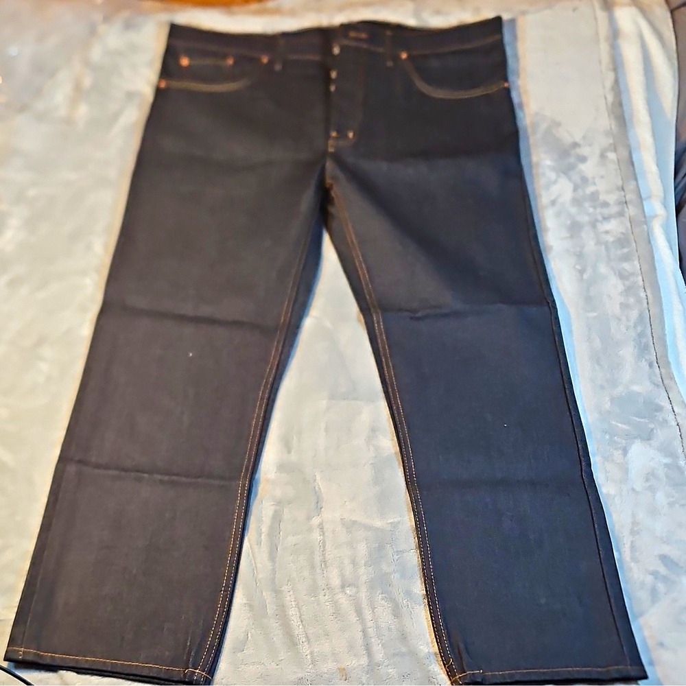Levi's 501 Series Dark Wash Blue Denim Straight Jeans Men Button Fly